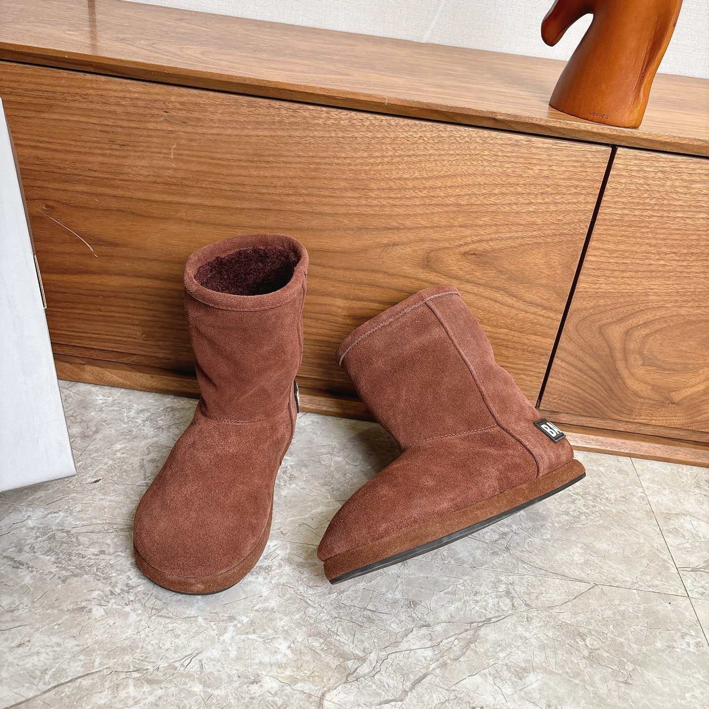 BALENCIAGA 25S ALASKA ANKLE BOOTS IN DEEP CHESTNUT BROWN SUEDE