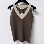 VALENTINO 26S V-NECK SLEEVELESS KNIT TOP 448