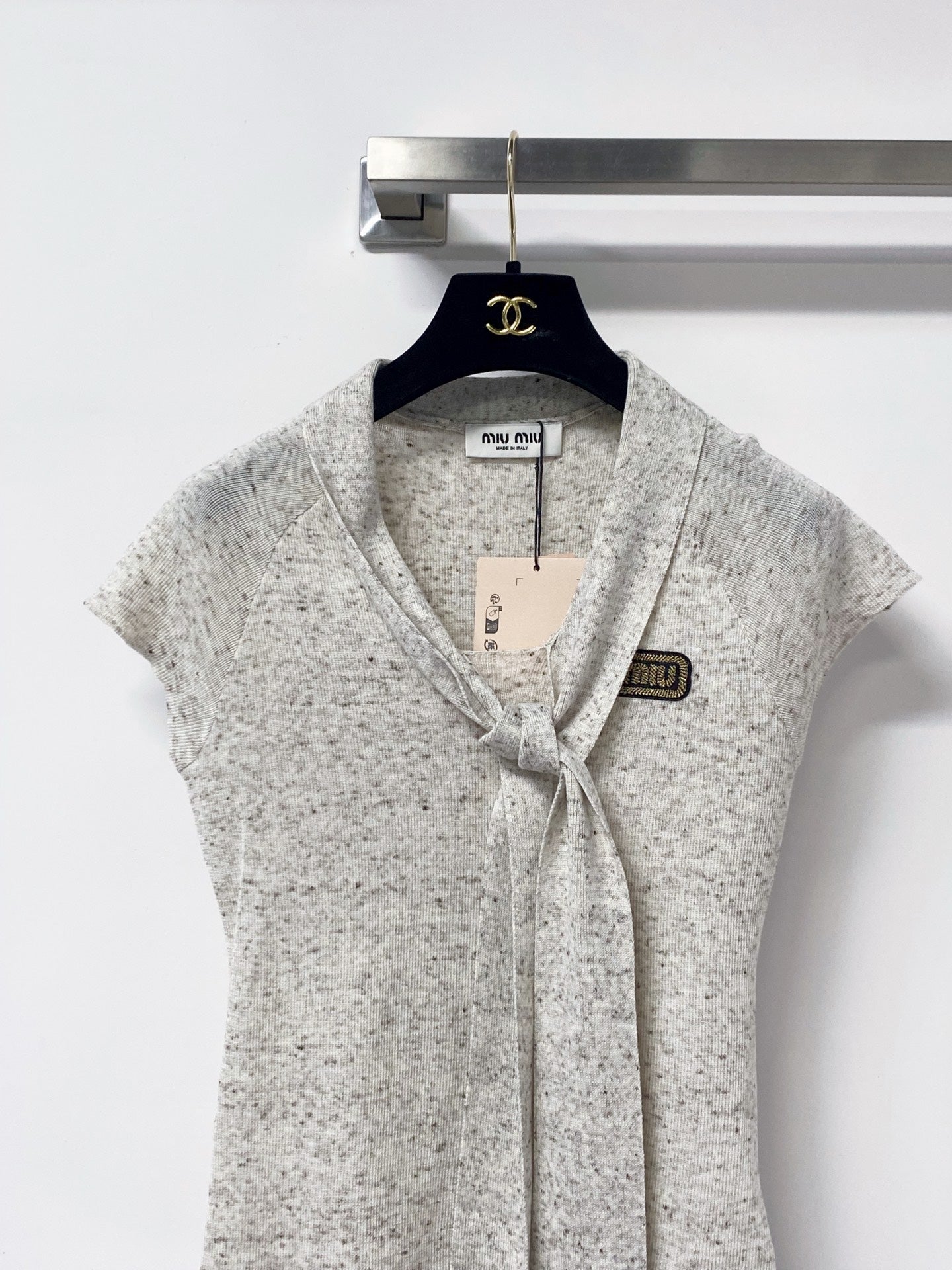 MIUMIU 26S SHORT-SLEEVE KNIT TOP 1457