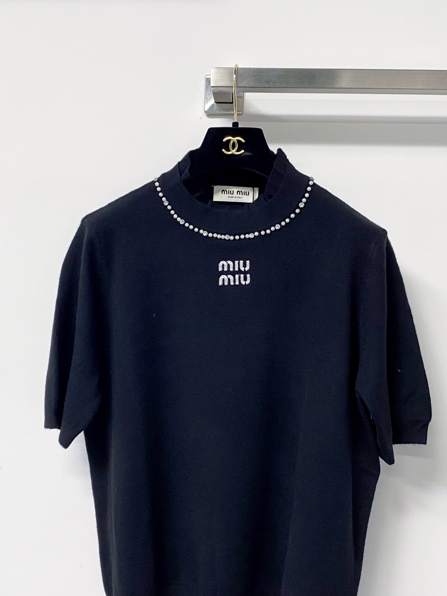 MIUMIU 26S SHORT-SLEEVE KNIT TOP 1424