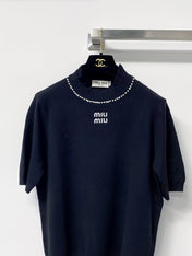 MIUMIU 26S SHORT-SLEEVE KNIT TOP 1424