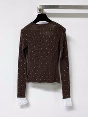 MIUMIU 26S LACE-TRIM BOW KNIT CARDIGAN 1398