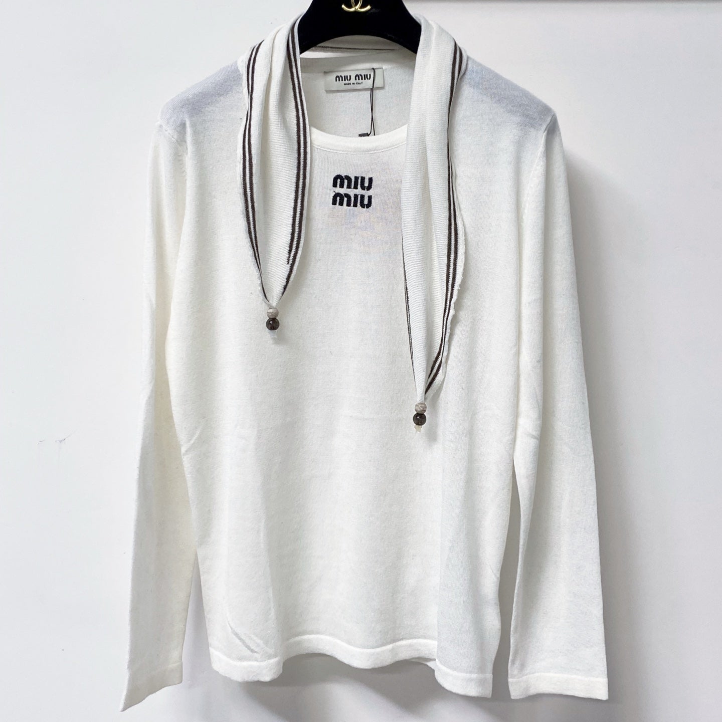 MIUMIU 26S LONG-SLEEVE KNIT TOP 1400
