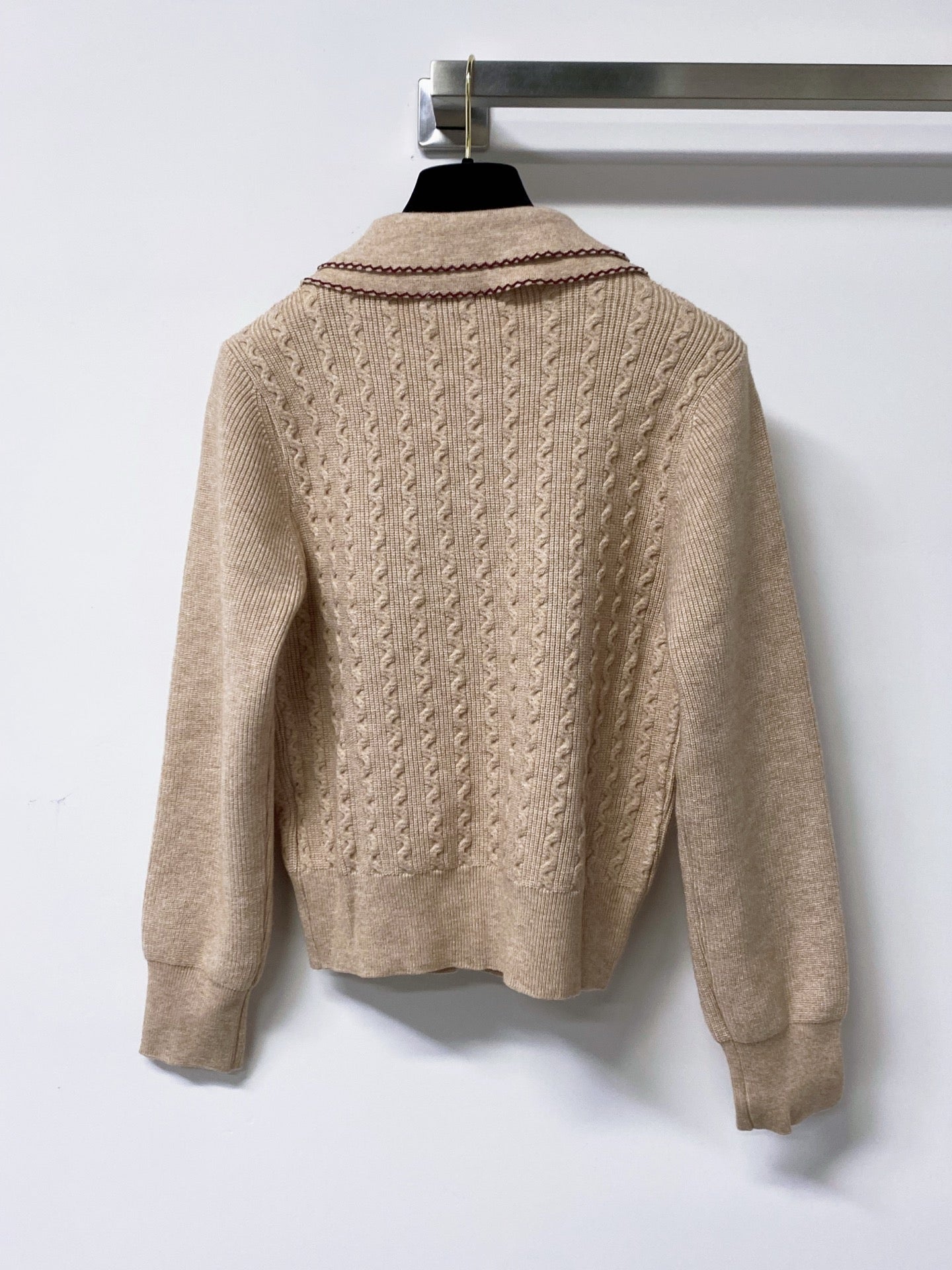 MIUMIU 26S CABLE-KNIT POLO SWEATER 1403