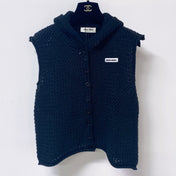 MIUMIU 26S HOODED OPEN-MESH KNIT VEST 1581