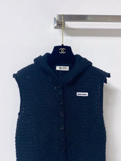 MIUMIU 26S HOODED OPEN-MESH KNIT VEST 1581
