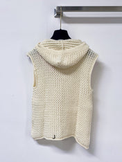 MIUMIU 26S HOODED OPEN-MESH KNIT VEST 1580