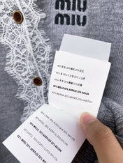 MIUMIU 26S LACE-TRIMMED COLLARED CARDIGAN 1529