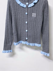MIUMIU 26S KNIT RUFFLED CARDIGAN 1490