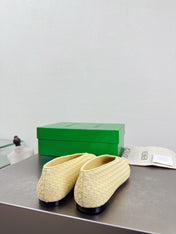 BOTTEGA VENETA 26S BALLET FLATS IN LIGHT YELLOW WOVEN LAMBSKIN