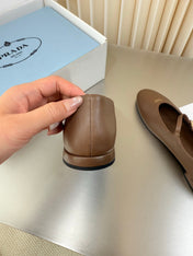 PRADA 26S BALLERINAS IN BROWN SMOOTH CALFSKIN