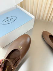 PRADA 26S BALLERINAS IN BROWN SMOOTH CALFSKIN