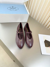 PRADA 26S BALLERINAS IN BURGUNDY SMOOTH CALFSKIN