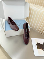 PRADA 26S BALLERINAS IN BURGUNDY SMOOTH CALFSKIN