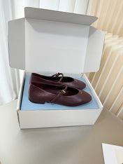 PRADA 26S BALLERINAS IN BURGUNDY SMOOTH CALFSKIN