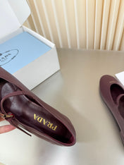 PRADA 26S BALLERINAS IN BURGUNDY SMOOTH CALFSKIN