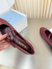 PRADA 26S BALLERINAS IN DARK RED SMOOTH CALFSKIN