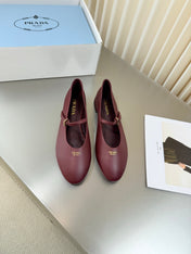 PRADA 26S BALLERINAS IN DARK RED SMOOTH CALFSKIN