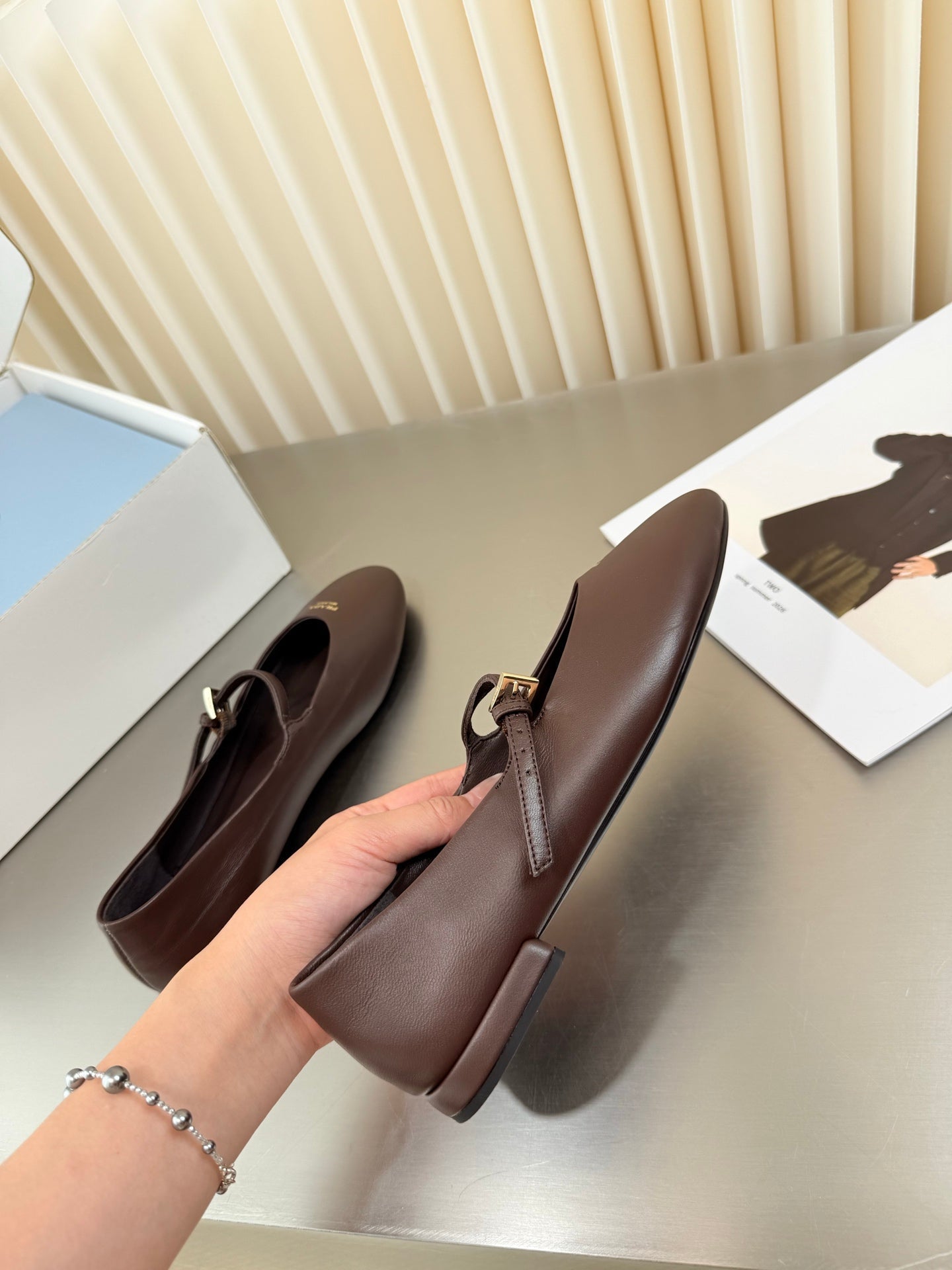 PRADA 26S BALLERINAS IN CHOCOLATE BROWN SMOOTH CALFSKIN