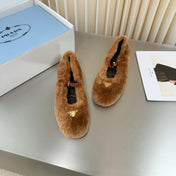 PRADA 26S MARY JANE BALLET IN BROWN SHEARLING