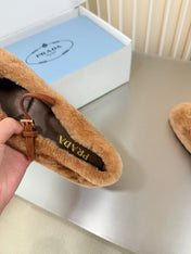 PRADA 26S MARY JANE BALLET IN BROWN SHEARLING