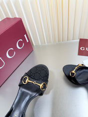 GUCCI 26S SLINGBACK PUMP 105 MM IN BLACK GG CANVAS