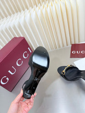 GUCCI 26S SLINGBACK PUMP 105 MM IN BLACK GG CANVAS