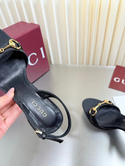 GUCCI 26S SLINGBACK PUMP 105 MM IN BLACK GG CANVAS