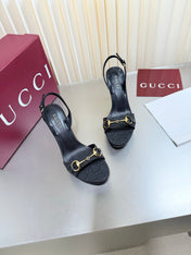 GUCCI 26S SLINGBACK PUMP 105 MM IN BLACK GG CANVAS