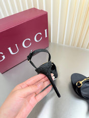 GUCCI 26S SLINGBACK PUMP 105 MM IN BLACK GG CANVAS