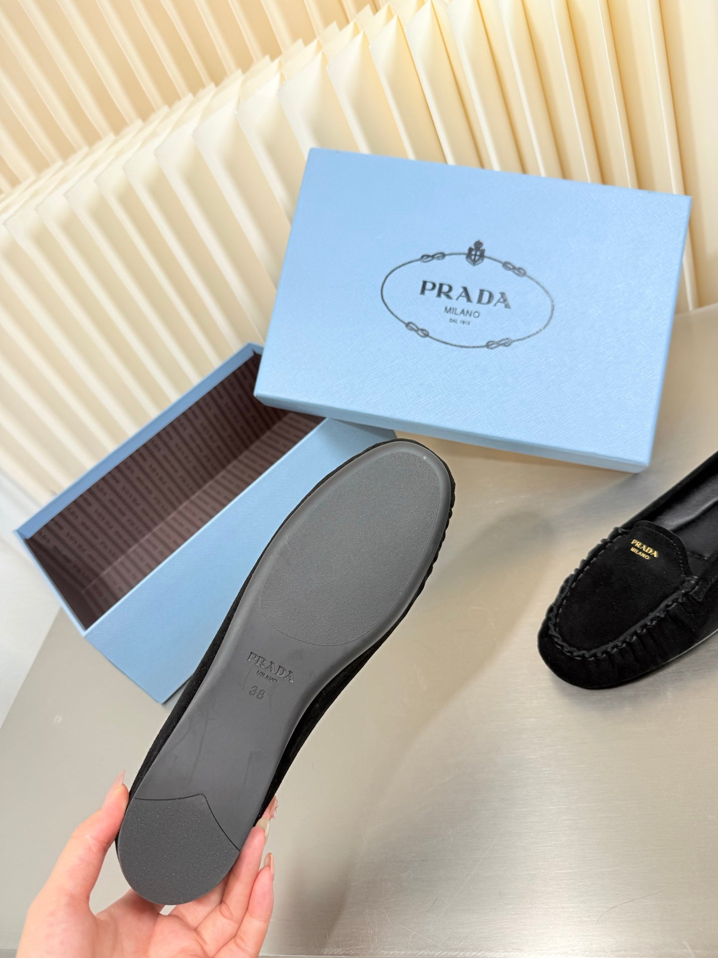 PRADA 26S CLASSIC LOAFERS IN BLACK SUEDE