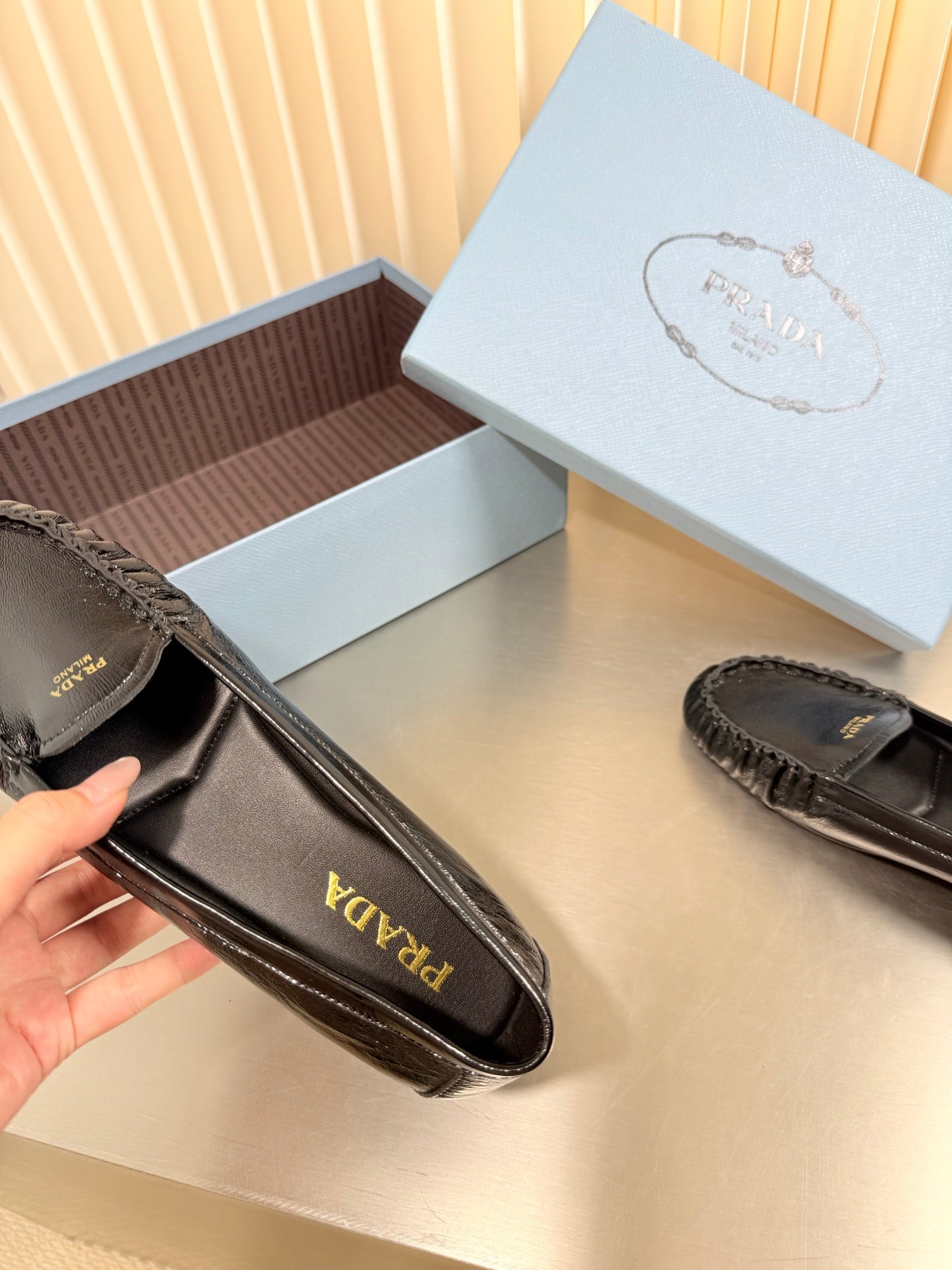 PRADA 26S CLASSIC LOAFERS IN BLACK LAMBSKIN
