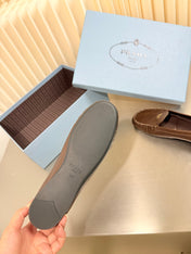 PRADA 26S CLASSIC LOAFERS IN DARK BROWN LAMBSKIN