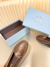PRADA 26S CLASSIC LOAFERS IN DARK BROWN LAMBSKIN