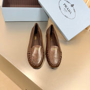 PRADA 26S CLASSIC LOAFERS IN DARK BROWN LAMBSKIN