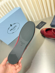 PRADA 26S MARY JANE FLATS IN RED CALFSKIN