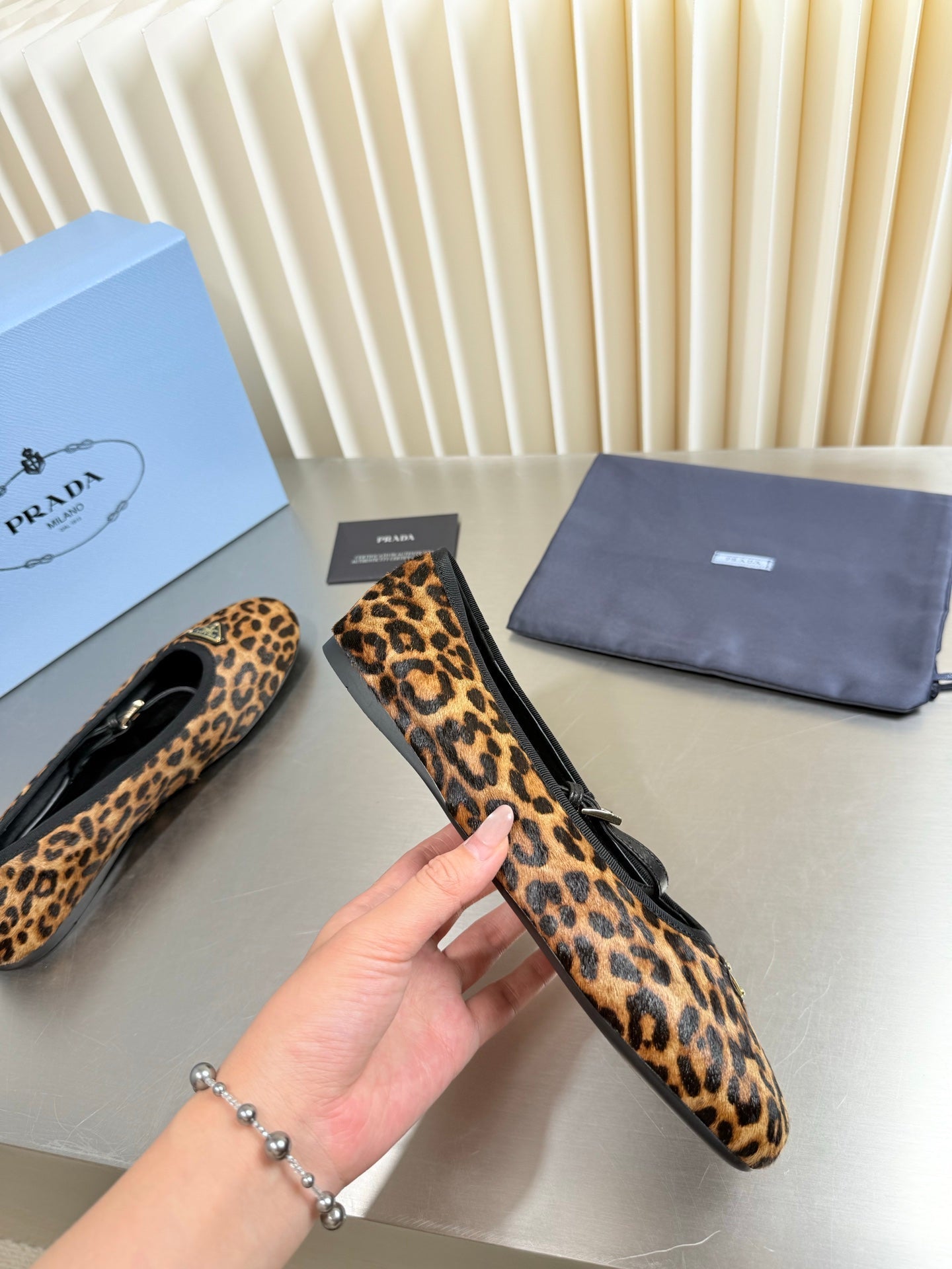 PRADA 26S MARY JANE FLATS IN LEOPARD-PRINT PONY HAIR