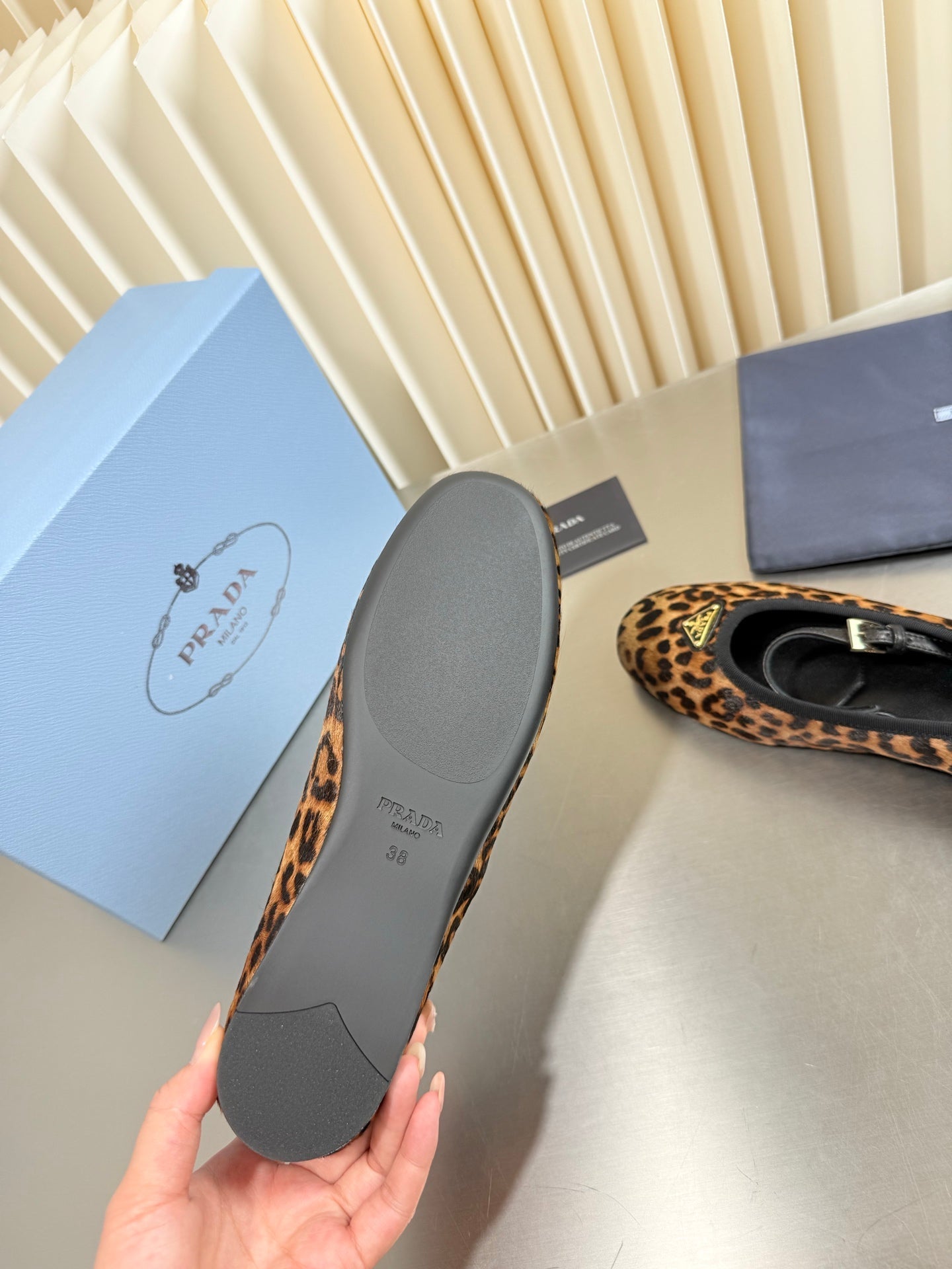 PRADA 26S MARY JANE FLATS IN LEOPARD-PRINT PONY HAIR