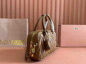 ARCADIE MATELASSÉ BAG 24 IN BROWN LAMBSKIN GOLD HARDWARE
