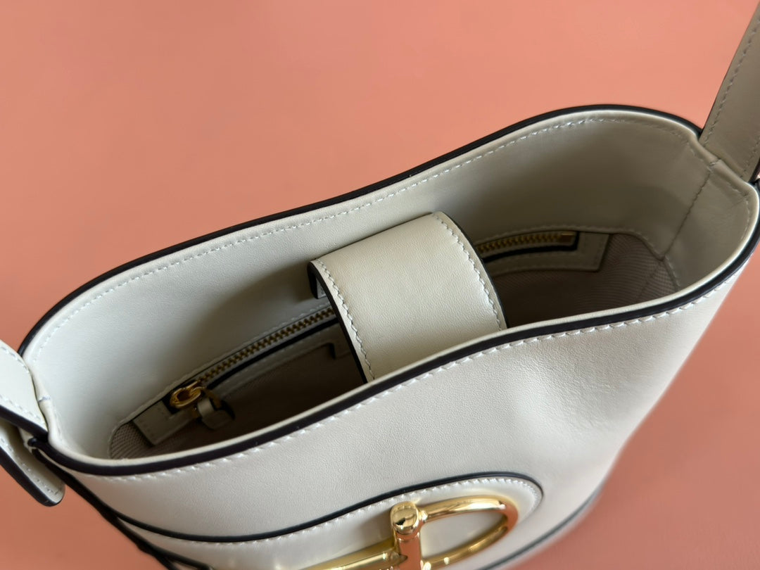 73 SMALL BUCKET BAG 20 IN OFF WHITE SMOOTH CALFSKIN