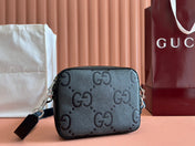 SMALL JUMBO CROSSBODY 23 IN GREY AND BLACK GRAINY GG LAMBSKIN