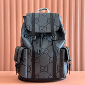LARGE BACKPACK JUMBO 41 IN GREY AND BLACK GRAINY GG LAMBSKIN