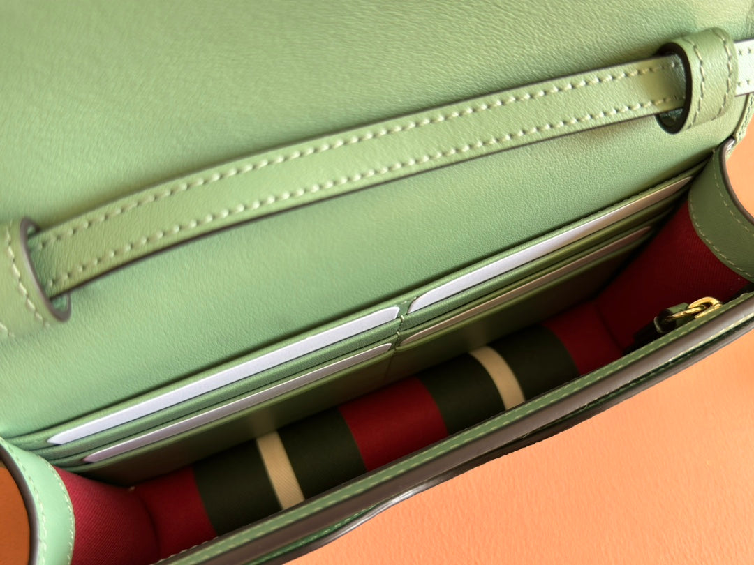 EMBLEM WALLET GG MONOGRAM 20 IN SAGE GREEN SMOOTH CALFSKIN