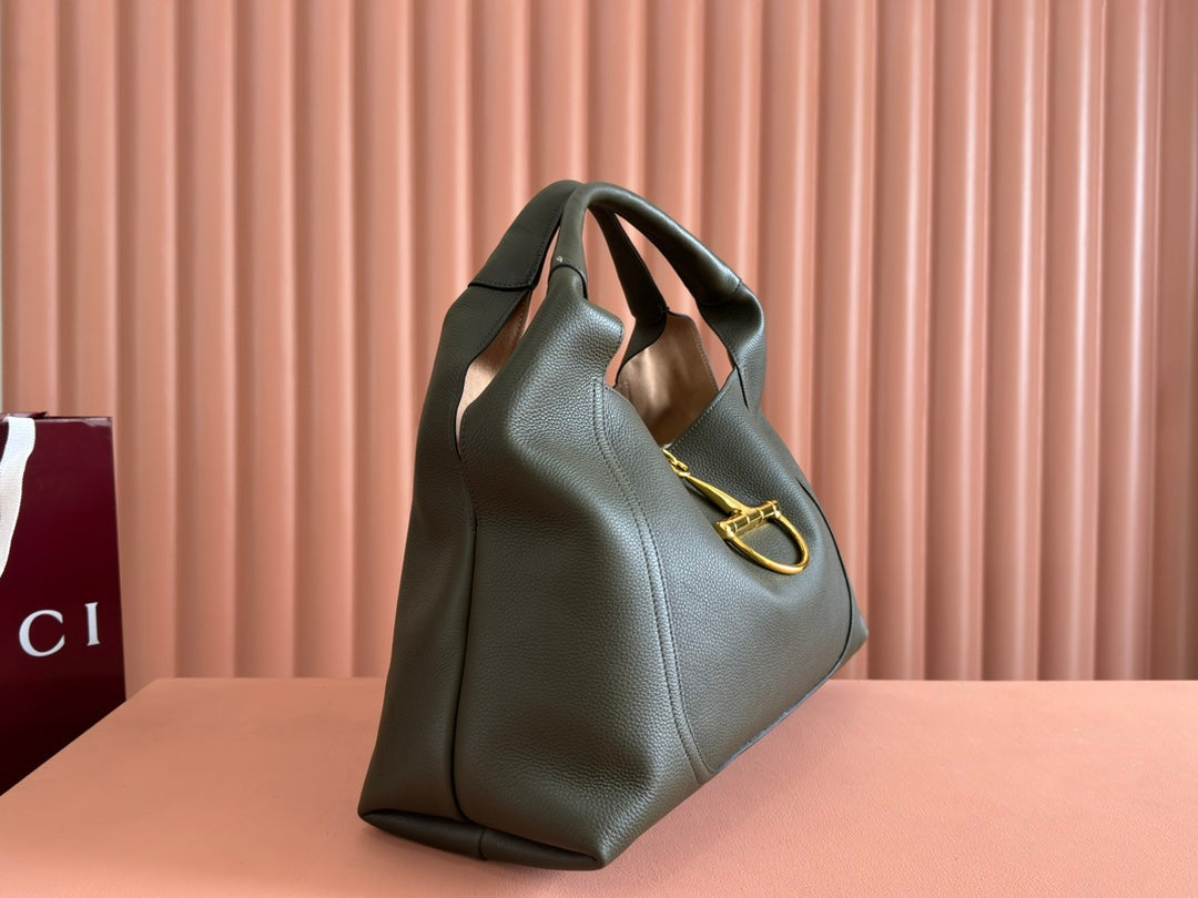 SOFTBIT MAXI SHOULDER BAG 46 IN DARK GREEN GRAINY LAMBSKIN