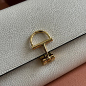 SOFTBIT CONTINENTAL WALLET 19 IN WHITE GRAINY CALFSKIN GOLD HARDWARE