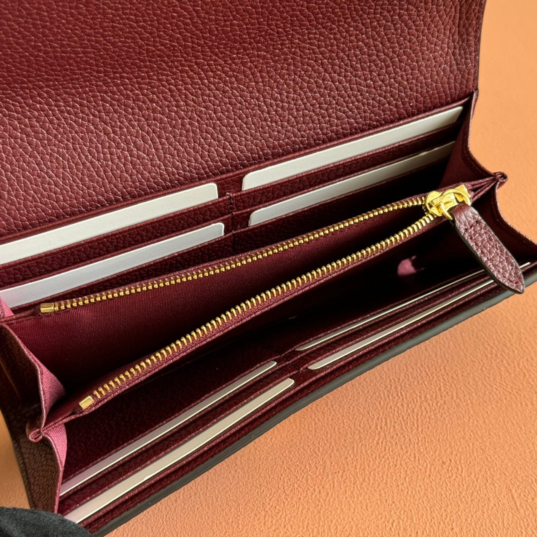 SOFTBIT CONTINENTAL WALLET 19 IN ROSSO ANCORA RED CALFSKIN GOLD HARDWARE