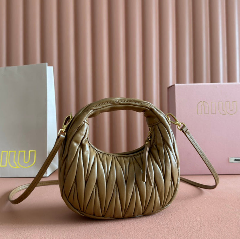 WANDER MATELASSÉ NAPPA MINI BAG 18 IN DARK BROWN LAMBSKIN