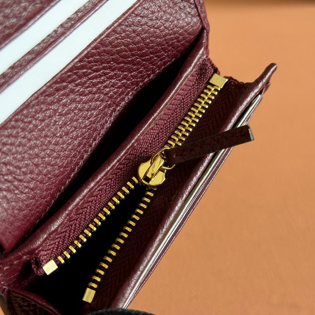 MARMONT BAG 11 IN BEIGE EBONY GG CANVAS DARK RED CALFSKIN