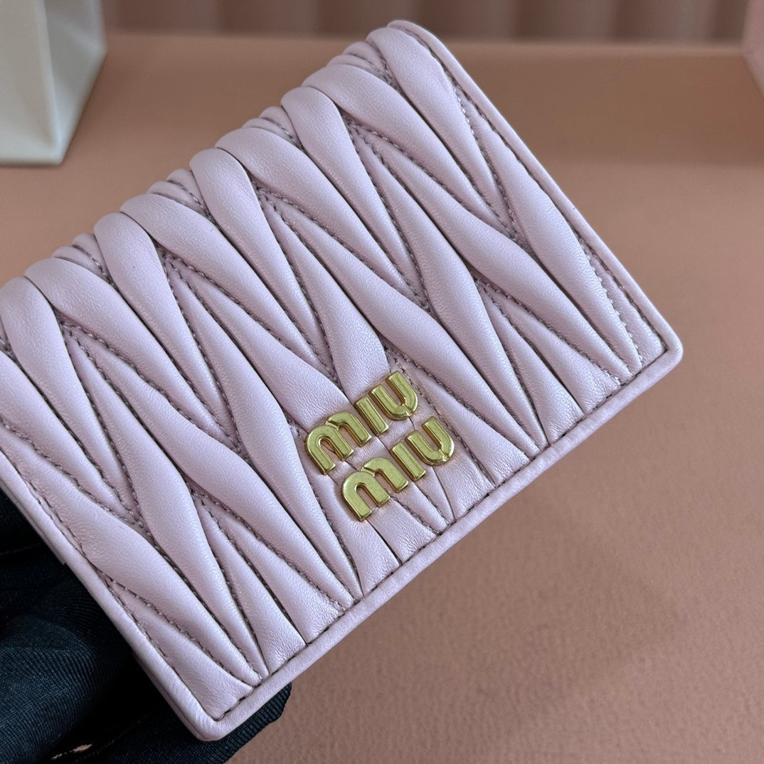 SMALL MATELASSÉ NAPPA LEATHER WALLET LIGHT PINK