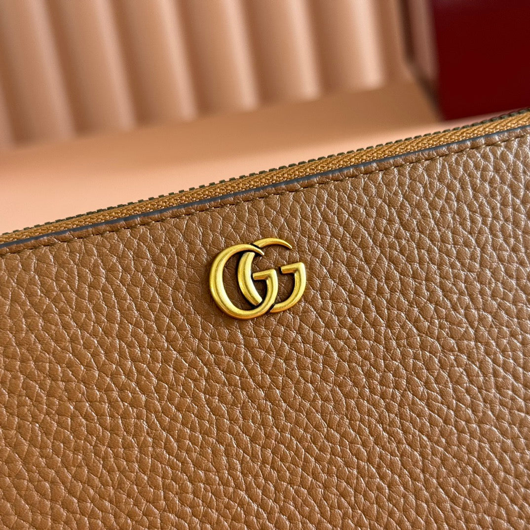 GG 25S MARMONT WALLET 19 IN BROWN CALFSKIN GOLD HARDWARE